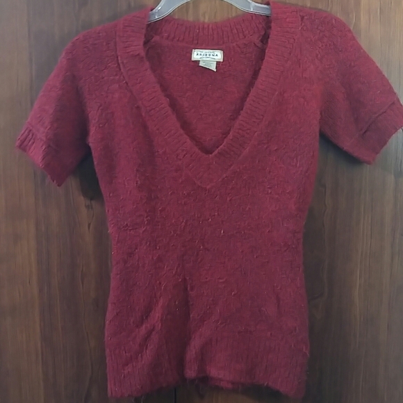 Arizona Jean Company Sweaters - Arizona fuzzy red short sleeve v-neck sweater S